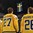 BUFFALO, NEW YORK - DECEMBER 28: Sweden's Jacob Moverare #27 and Erik Brannstrom #26 look on during the national anthem following a 3-1 preliminary round win over the Czech Republic at the 2018 IIHF World Junior Championship. (Photo by Matt Zambonin/HHOF-IIHF Images)

